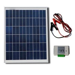 ECO-WORTHY 20W 12V Solar Panel Kit: 20 Watt Polycrystalline Solar Panel & Battery Clips & 3A Charge Controller