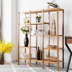 Allblessings Multifunctional Bamboo Shelf Storage Organizer Rack Plant Stand Display Closet