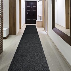iCustomRug Indoor/Outdoor Utility Berber Loop Carpet Runner And Area Rugs In Dark Charcoal, Many Sizes Available