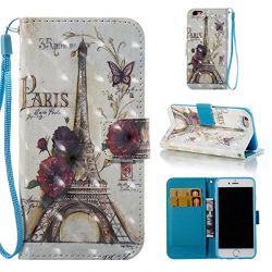 iPhone 6S Case,iPhone 6 Cover,Gift_Source Fashion Flip PU Leather Holster [Card Slots] [Wrist Strap] 3D Painted Wallet Folio Magnet buckle Case Stand Cover for iPhone 6s/6 4.7" [Paris Tower]