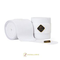 Kavallerie Elastic Fleece Bandages for Horses, Non- Slip and Snug fit Breathable Material for Injury Protection and Superior Legs Support, Stocking up Solution-White