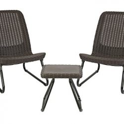 Keter Rio 3 Pc All Weather Outdoor Patio Garden Conversation Chair & Table Set