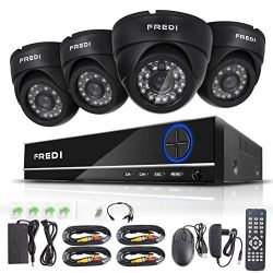 FREDI 4CH Security Camera System Full 960H DVR with 4 x 800TVL Superior Night Vision IR Cut Leds indoor CCTV Camera (P2P Technology/E-Cloud Service,Without Hard Drive)