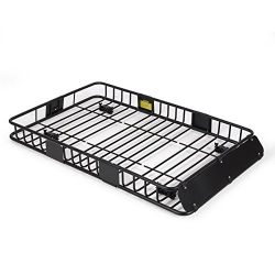64" Black Universal Roof Rack Cargo Carrier w/ Extension Luggage Hold Basket SUV