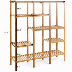 Allblessings Multifunctional Bamboo Shelf Storage Organizer Rack Plant Stand Display Closet