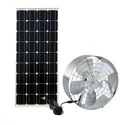 FISTERS Solar Power Attic Gable Fan - 100 Watts Monocrystalline Solar Panel Module - 65 Watts Ventilator Fan