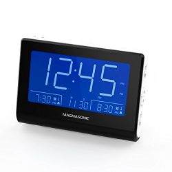 Magnasonic Alarm Clock Radio with Battery Backup, Dual Gradual Wake Alarm, Adjustable Brightness, Daylight Savings Time, Large 4.8" LED Display, AM/FM, Sleep Timer, Day/Date Display (CR61W)