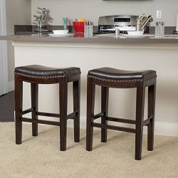 Great Deal Furniture Jaeden | Backless Faux Leather Counter Stool | Set of 2 | in Brown