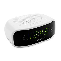 Magnasonic Digital AM/FM Clock Radio with Battery Backup, Dual Alarm, Sleep & Snooze Functions, Display Dimming Option (EAAC201)