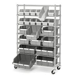 Seville Classics Commercial 7-Tier Platinum/Gray NSF 22-Bin Rack Storage System