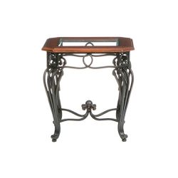 Southern Enterprises Prentice Side End Table, Dark Cherry with Black Finish