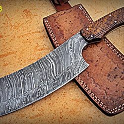 RK- CP-285, Damascus Steel 12.00 Inches Cleaver style Knife – Solid Rose Wood Handle