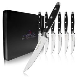 Premium Serrated Steak Knives 6-Piece Laser Cut Ultra-Sharp Stainless Steel Steak Knife