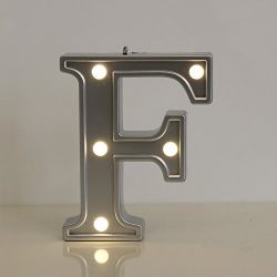 DELICORE Decorative 4.21" Tall Silver Color Small Marquee Alphabet Letter Lights, Light Up Letter Sign for Party Bar Wedding Birthday Decoration Wall Decor (F)
