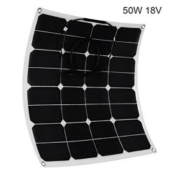 uxcell 50W 18V Solar Panel Charger Solar Cell Ultra Thin Flexible with MC4 Connector Charging for RV Boat Cabin Tent Car