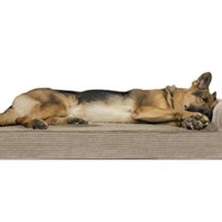 FurHaven Deluxe Orthopedic Chaise Couch Pet Bed for Cats and Dogs, Jumbo, One-Sided Sandstone