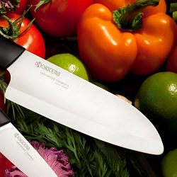 Kyocera Advanced Ceramics – Revolution Series 3-Piece Ceramic Knife Set: Includes 6-inch Chef's Knife; 5-inch Micro Serrated Knife; and 3-inch Paring Knife; Black Handles with White Blades