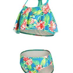 BELLOO Big Girls Flounce Swimsuits Palm Two Piece Bikini Sets