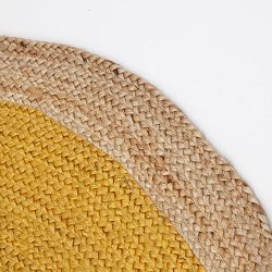 Green Decore Handmade Braided round Natural Fiber Jute Rug (Oculus Yellow, 6 feet Diameter)