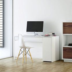 Temahome Prado Home Office Desk, Pure White and White Lacquer