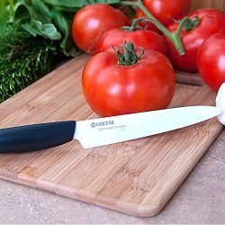 Kyocera Advanced Ceramics – Revolution Series 3-Piece Ceramic Knife Set: Includes 6-inch Chef's Knife; 5-inch Micro Serrated Knife; and 3-inch Paring Knife; Black Handles with White Blades
