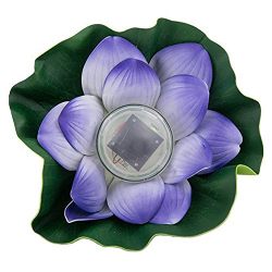 SODIAL(R) Solar LED Light Garden Floating Lotus Light 7-colored Changing Waterproof Night Flower Lamp for Pond (Lotus Purple)