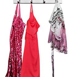 Headbourne 18" White Hook Rail / Coat Rack with 4 Chrome Double Hooks