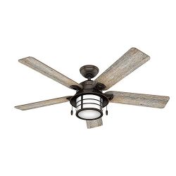 Hunter Key Biscayne 54" Ceiling Fan with Light, Large, Onyx Bengal