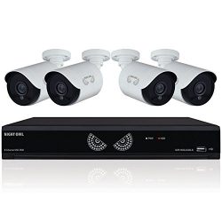 Night Owl Security, 8 Channel 1080 Lite HD Analog Video Security System with 1 TB HDD and 4 x 1080p HD Wired Cameras (White)