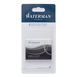 Waterman Standard Long Cartridges for Fountain Pens, Intense Black, Box of 8 (S0712991)