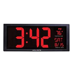 AcuRite 75127 Oversized LED Clock with Indoor Temperature, Date and Fold-Out Stand, 14.5"