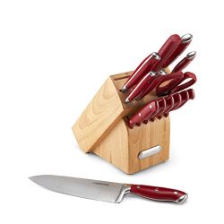 Farberware 15-Piece Forged Triple Riveted Knife Block Set, Red