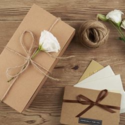 MESHA Recycled Gift Boxes 9x4.5x4.5 Inch Brown Paper Boxes 100PCS Kraft Favor Boxes for Party, Wedding, Gift