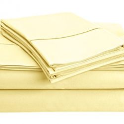 CHATEAU HOME COLLECTION 800-Thread-Count Egyptian Cotton Deep Pocket Sateen Weave Sheet Set (QUEEN, Transparent Yellow)