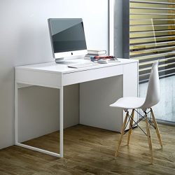 Temahome Prado Home Office Desk, Pure White and White Lacquer