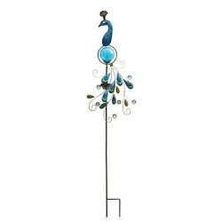 Metal and Fused Glass Peacock Solar Garden Stake