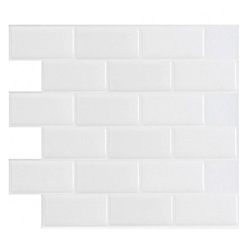 Art3d 12" x 12" Peel and Stick Tile for Kitchen Backsplash, White Subway Backsplash Tile (10 Sheets)