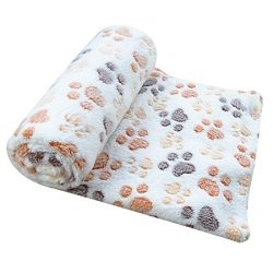 Spring fever Doggy Warm Bed Mat Paw Print Cushion Soft Dog Cat Puppy Pet Blanket Beige L(39.431.5 inch)