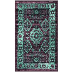 Maples Rugs Kitchen Rugs, [Made in USA][Georgina] 1'8 x 2'10 Non Slip Padded Small Area Rugs for Living Room, Bedroom, and Entryway - Wineberry/Teal