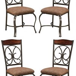 Ashley Furniture Signature Design - Glambrey Dining Room Chair Set - Scrolled Metal Accents - Set of 4 - Brown