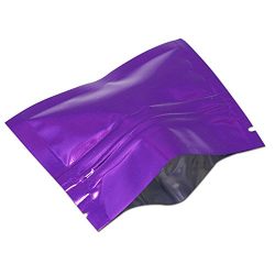 3.5mil Mylar Foil Heat Seal Resealable Pouches Smell Proof Aluminum Foil Bags Cosmetic Makeup Sample Plastic Beef Jerky Tea Spice Food Storage Bags Flat Ziplock (7.5x6cm (3"x2.4"), Purple)