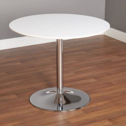 Simple Living White Chrome Metal Stand Single Pisa Dining Table White Contemporary , Espresso