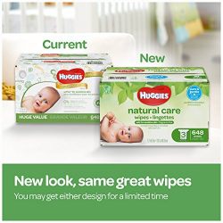 HUGGIES Natural Care Unscented Baby Wipes, Sensitive, 3 Refill Packs, 648 Count Total
