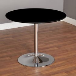 Simple Living White Chrome Metal Stand Single Pisa Dining Table White Contemporary , Espresso