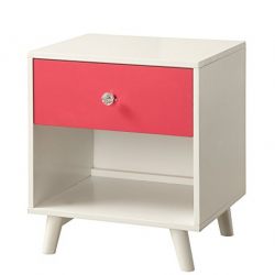 HOMES: Inside + Out ioHOMES Caprica Contemporary Youth Nightstand, Pink/White