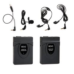 Movo WMIC50 2.4GHz Wireless Lavalier Microphone System with Integrated 164-foot Range Antenna (Includes Transmitter with Belt Clip, Receiver with Camera Shoe, Lavalier and 2 Earphones)