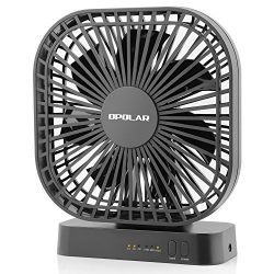 OPOLAR 5 Inch Desk Fan with Timer, USB or AA Battery Operated, 3 Speeds, Extra Quiet, 7-Blade Design, Adjustable Angle, for Office Desk, Bedroom and Outdoor (without Batteries)