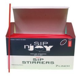 Crystalware Plastic Sip Stirrers 7 1/2 Inch 1000/box, Red