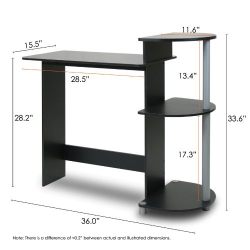 Furinno Compact Computer Desk, Black/Grey