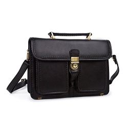 BAIGIO Men's Genuine Leather Laptop Business Flapover Briefcase Shoulder Messenger Bags